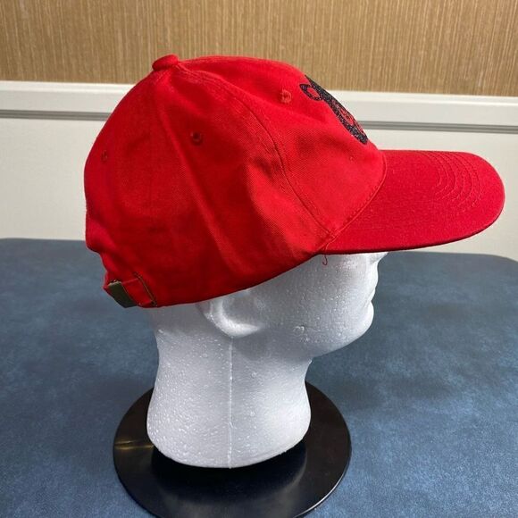 OWNYC Women's Cotton Black Glitter Bear Strapback Dad Hat Red One Size - Picture 4 of 7